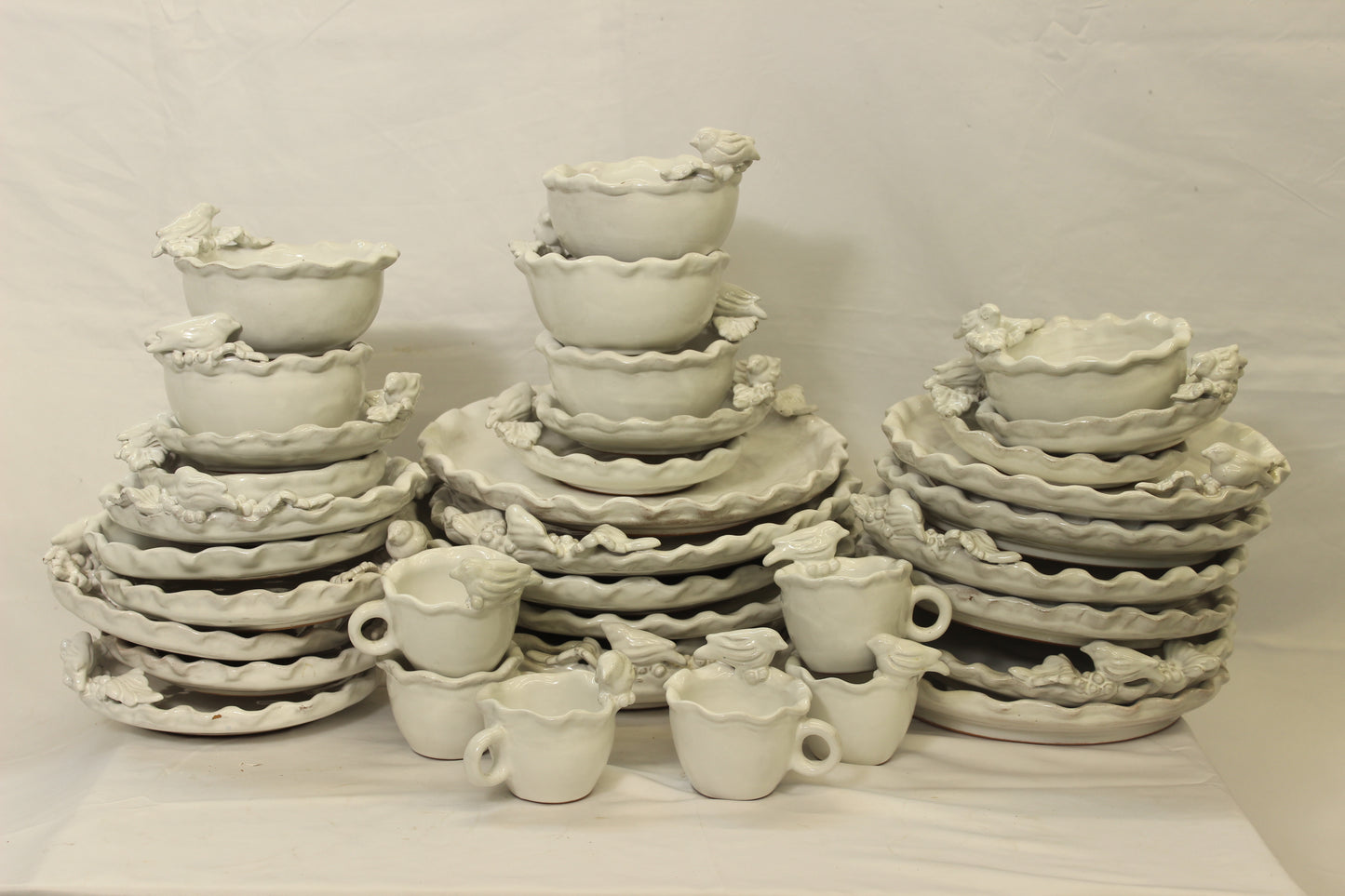 36 pc Fruit & Birds Handmade Ceramic Dinnerware Set (For 6 People)