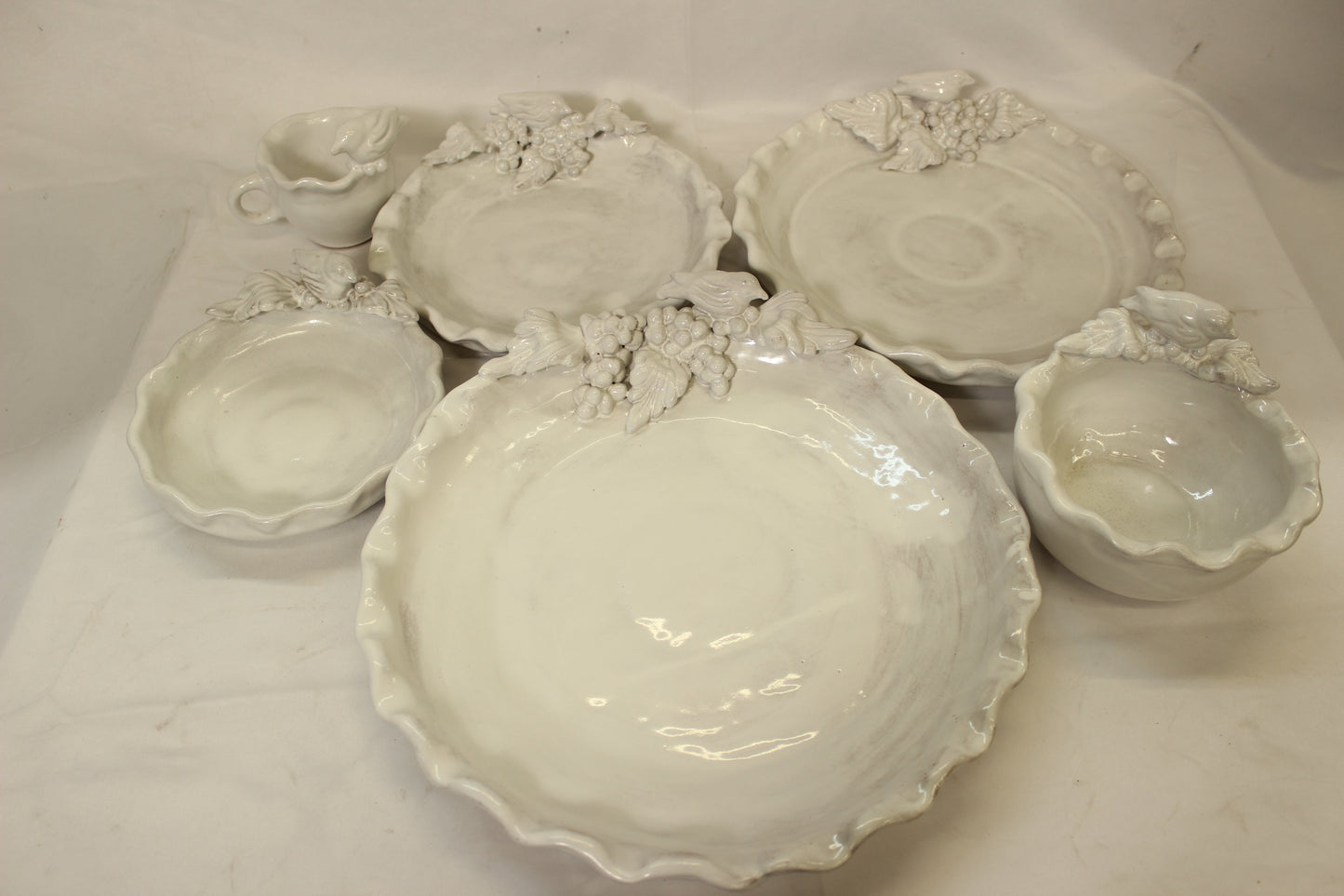 36 pc Fruit & Birds Handmade Ceramic Dinnerware Set (For 6 People)