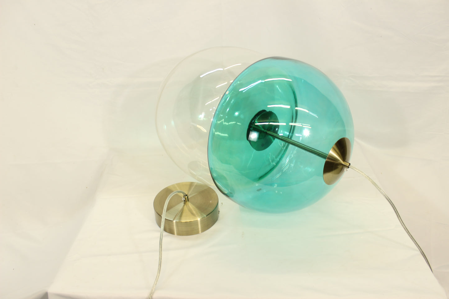 Aqua Green Glass Globe LED Pendant Light
