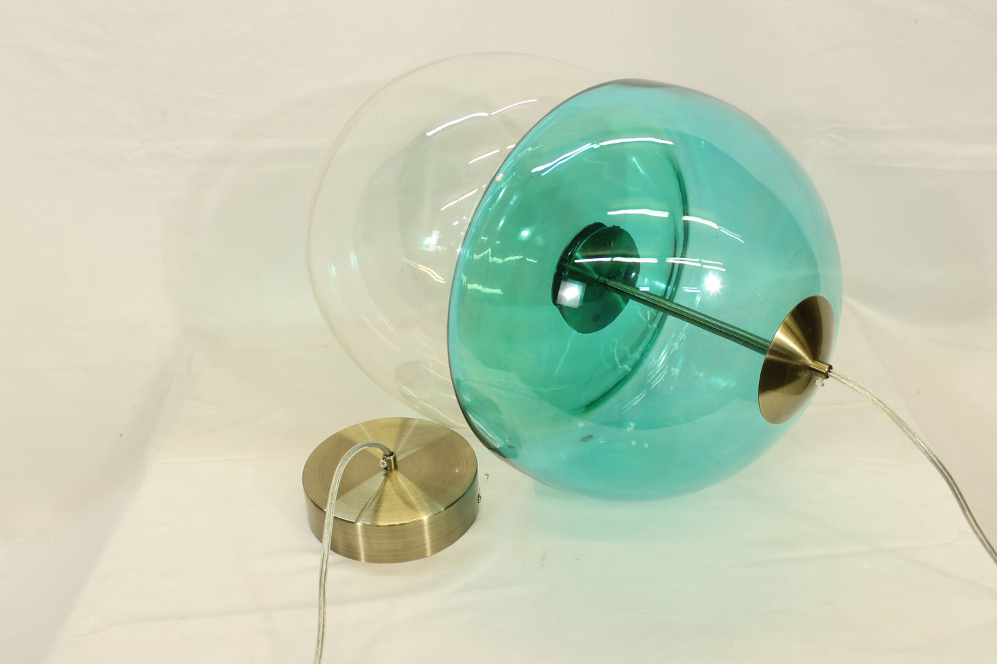 Aqua Green Glass Globe LED Pendant Light