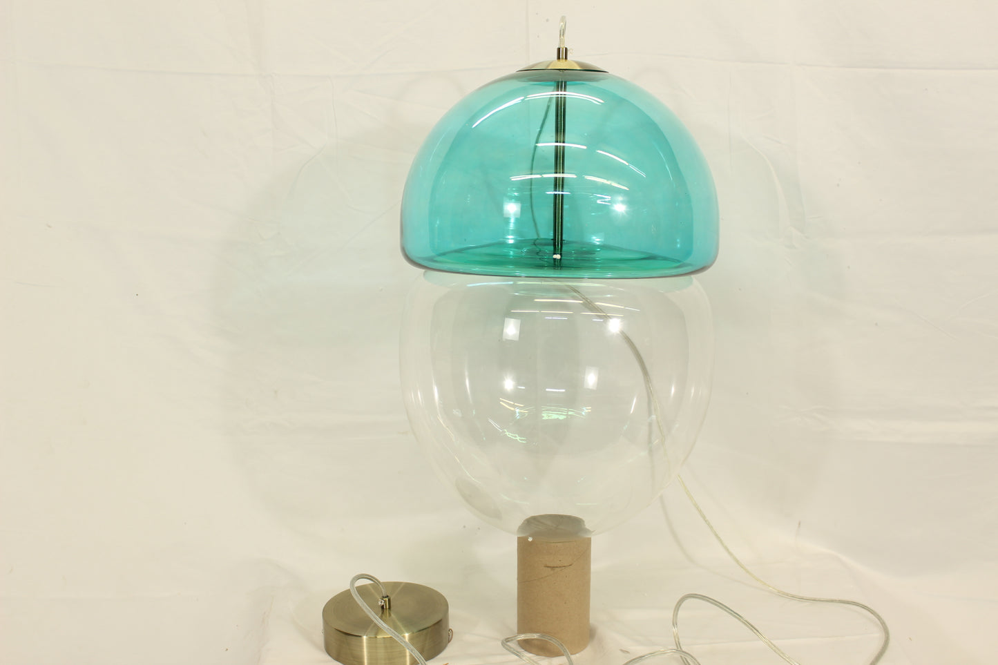 Aqua Green Glass Globe LED Pendant Light