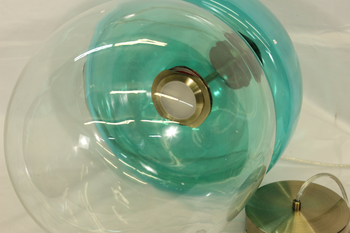 Aqua Green Glass Globe LED Pendant Light
