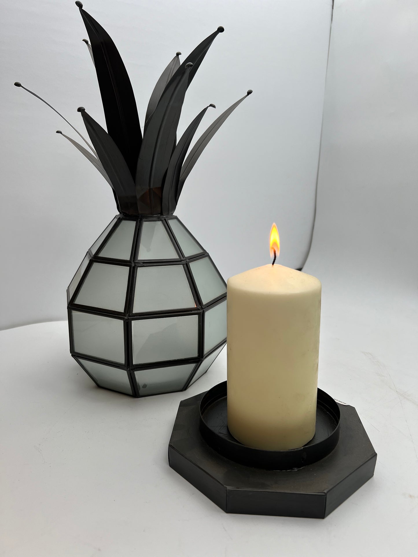 Tin & Glass Pineapple Candelabro