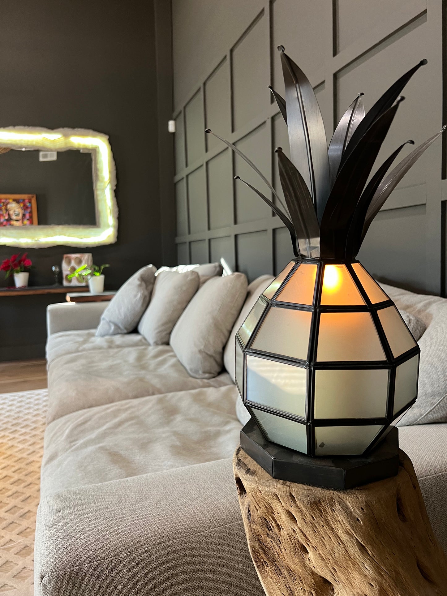 Tin & Glass Pineapple Candelabro