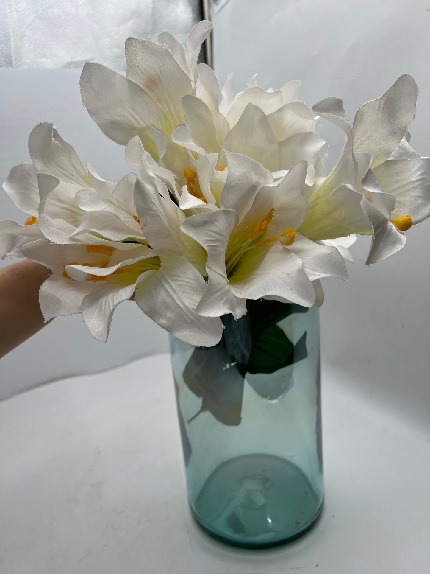 Aqua Blue Flower Display Container