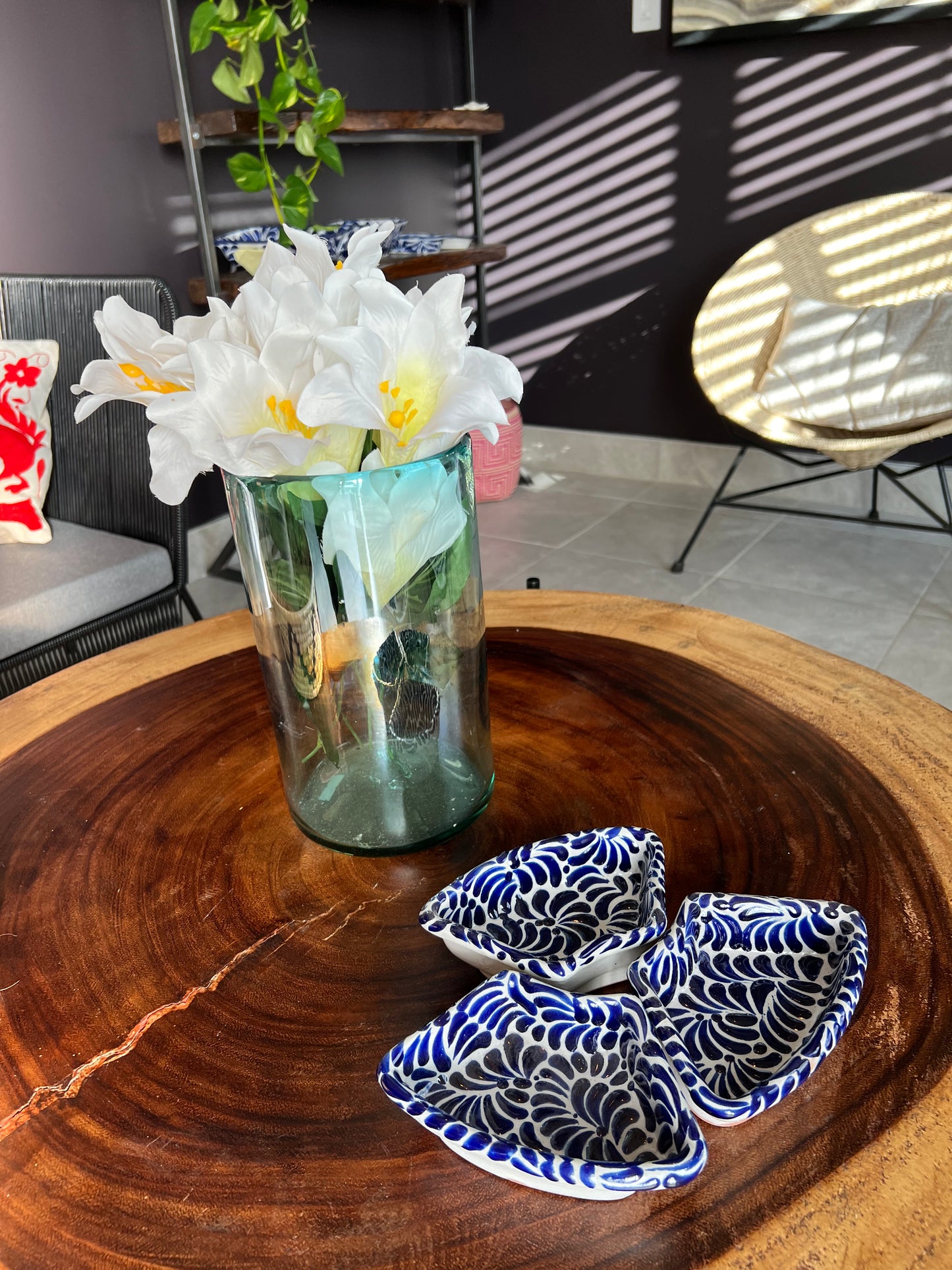 Aqua Blue Flower Display Container