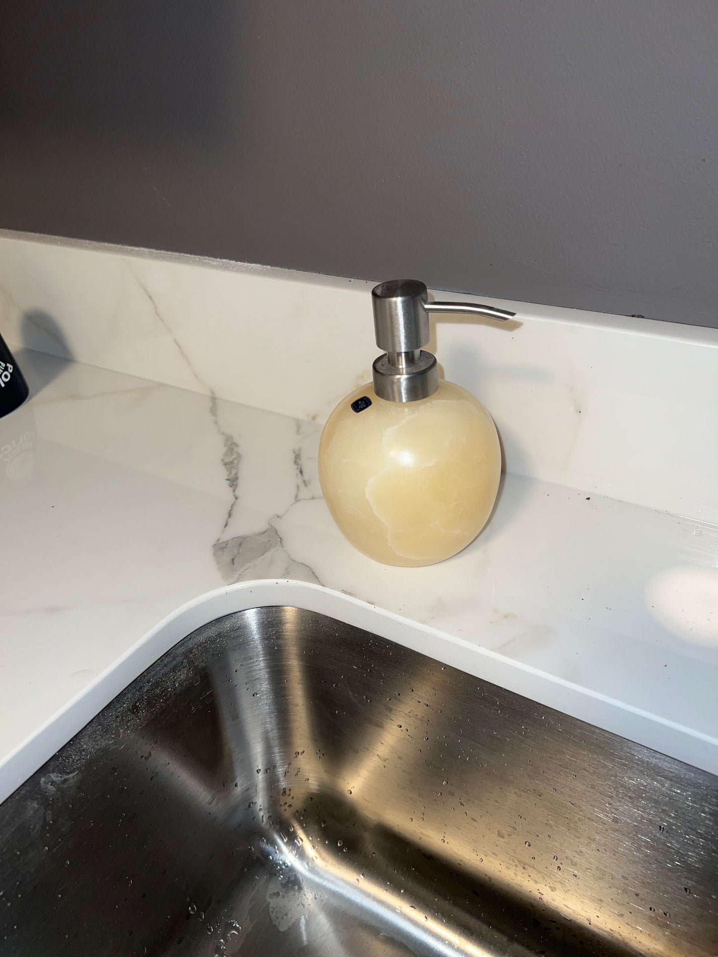 Yellow & White Onyx Stone Soap Dispenser