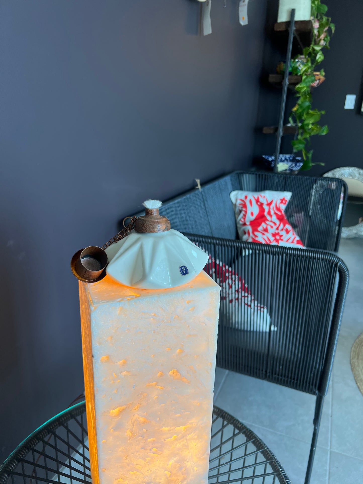 White Ceramic & Brass Citronella Candle