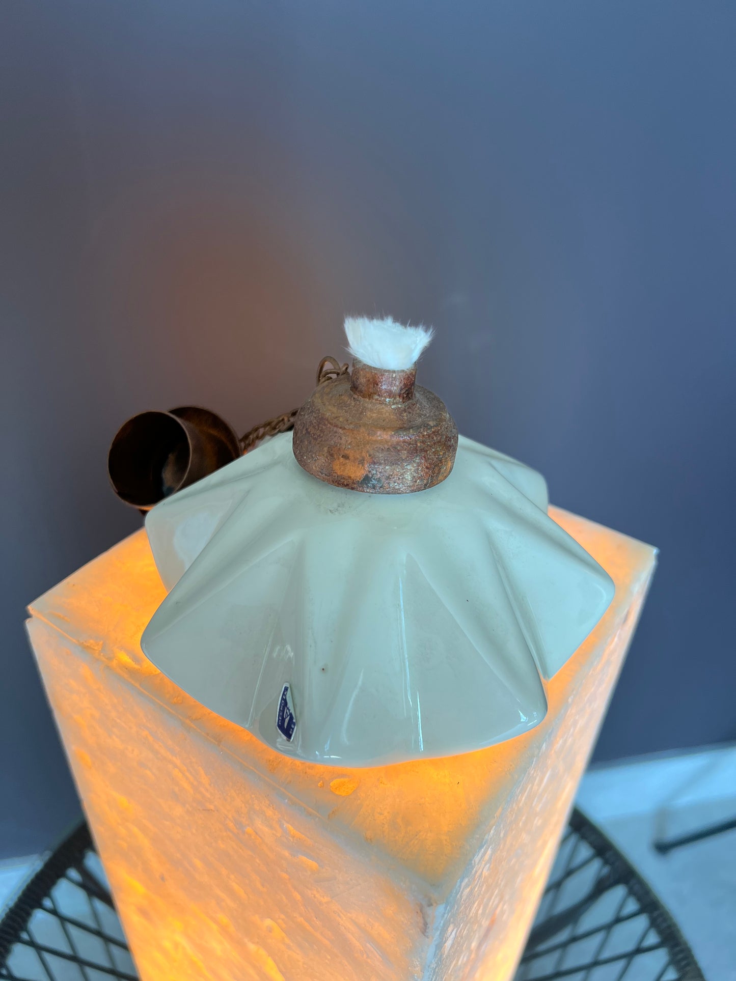 White Ceramic & Brass Citronella Candle