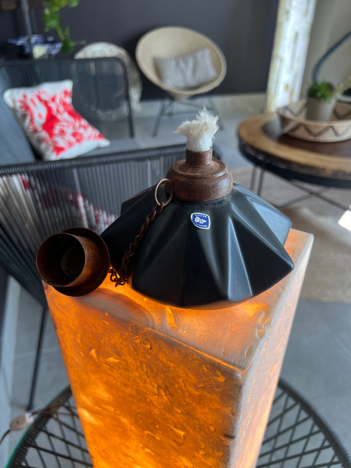 Black Ceramic & Brass Citronella Candle