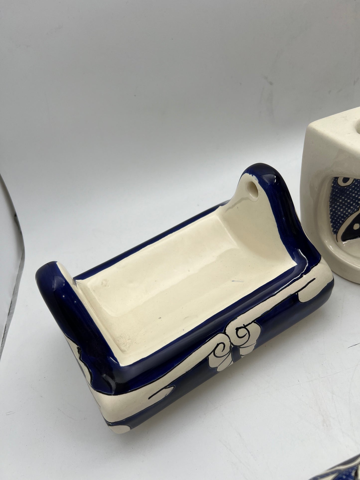 8pc Blue Talavera Bathroom Hardware Set