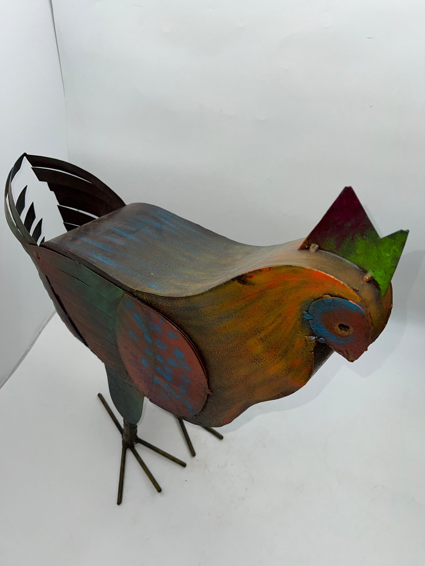 Large Bronze Chicken Figurine