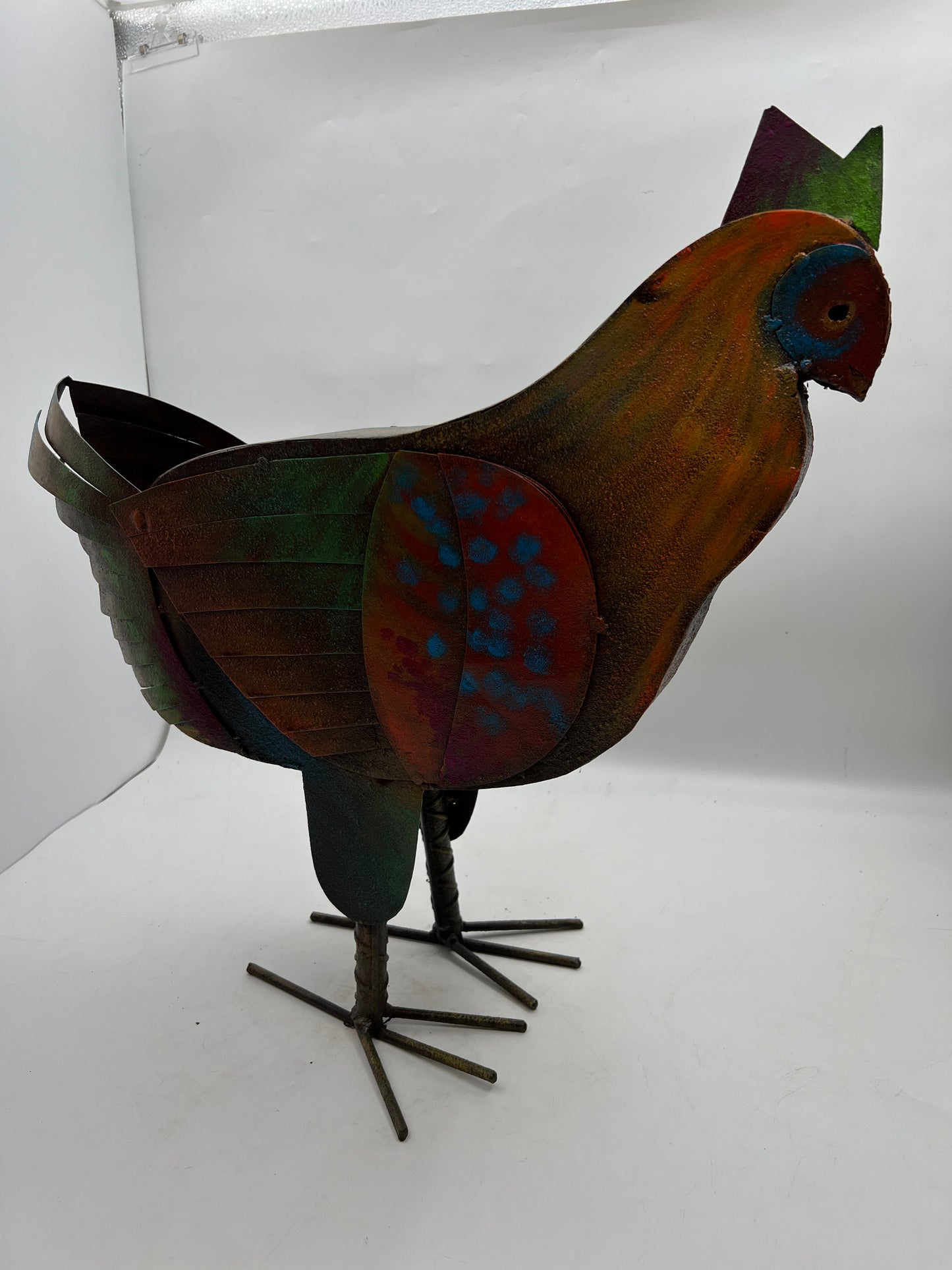 Large Bronze Chicken Figurine