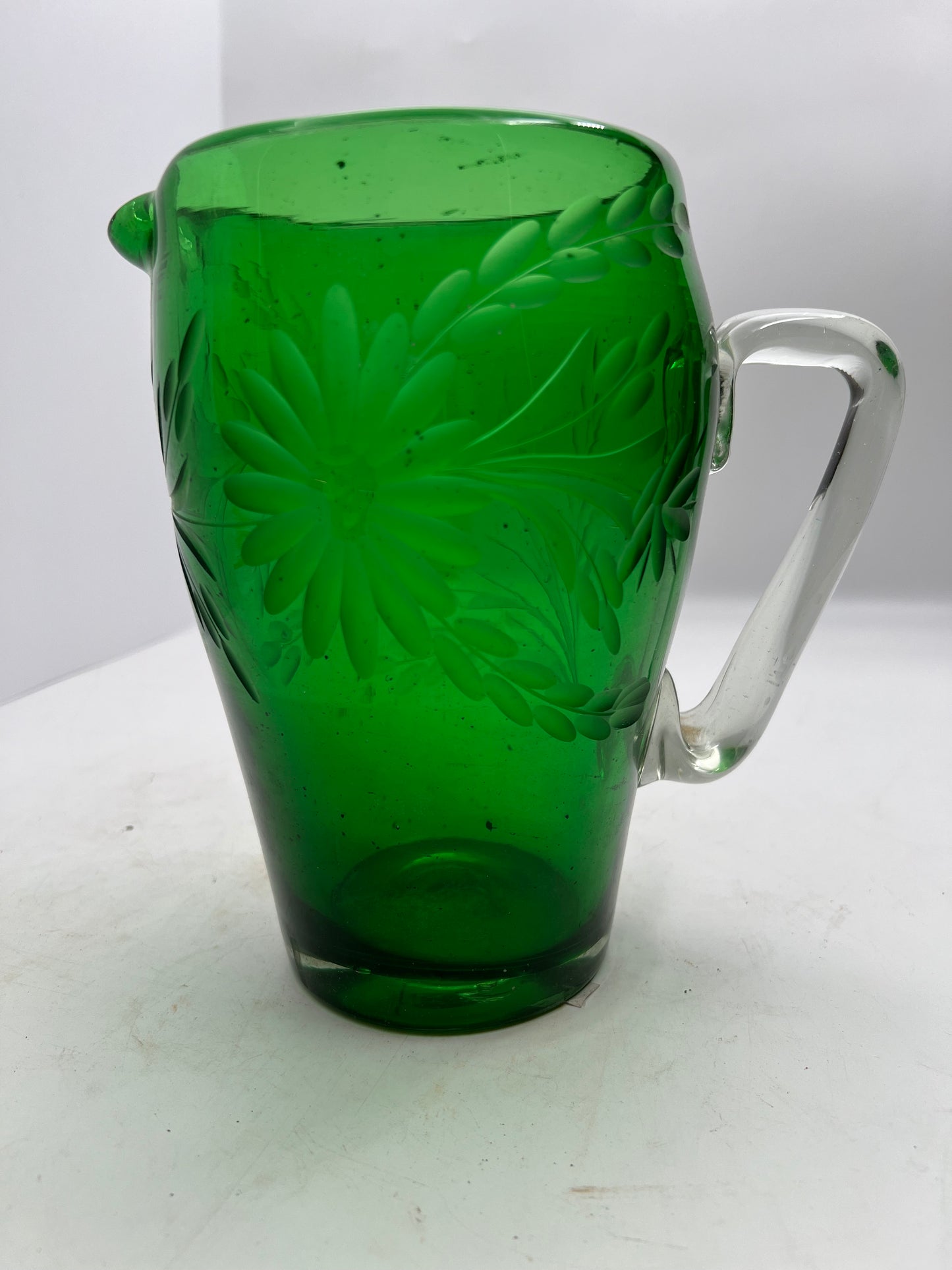 Blown Glass Green Pitcher