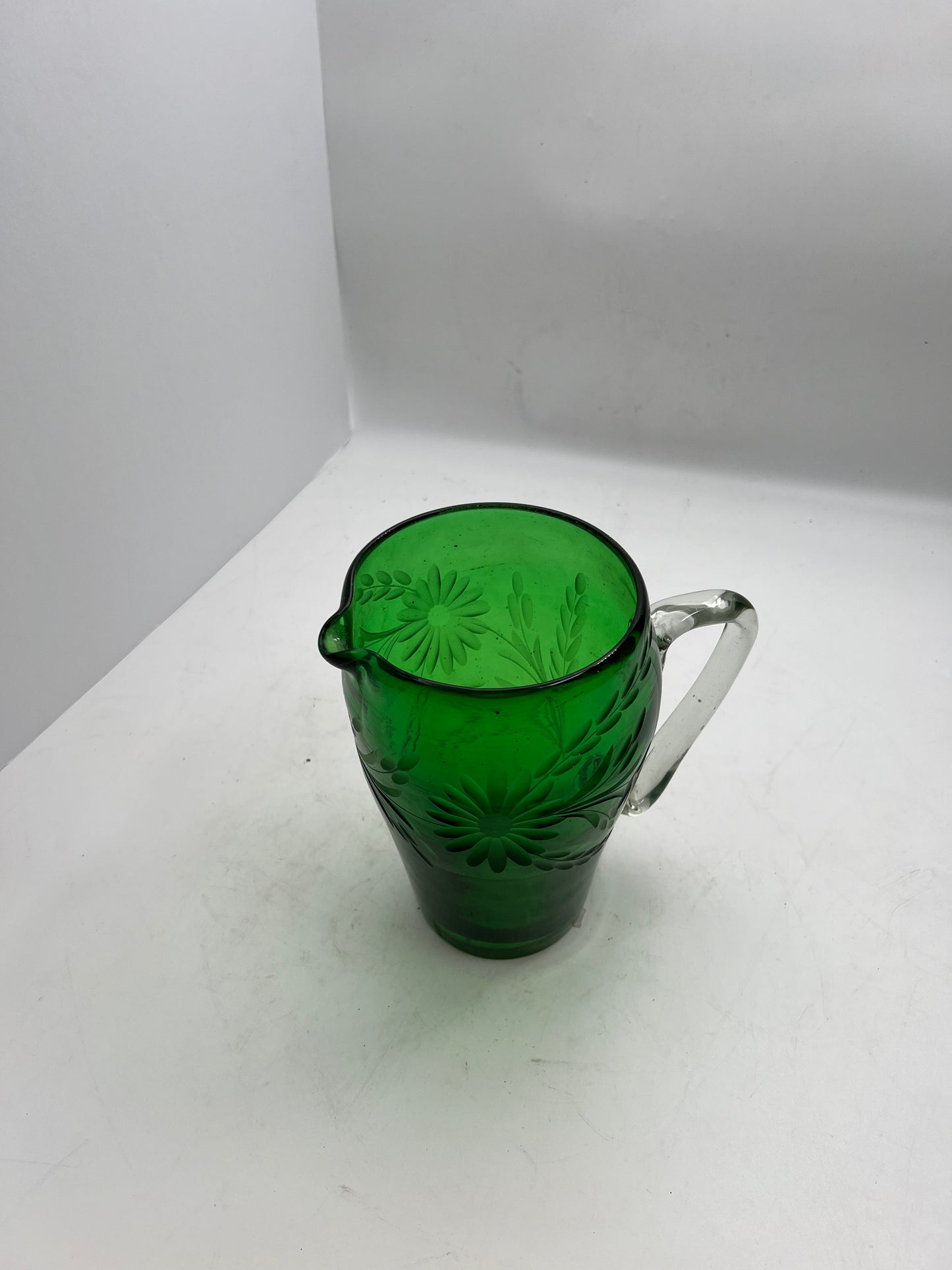 Blown Glass Green Pitcher