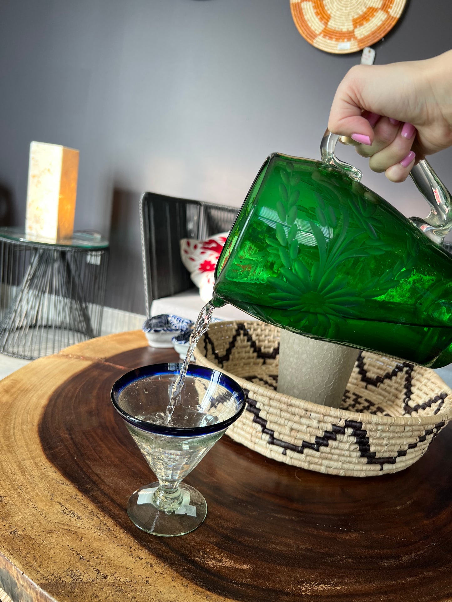 Blown Glass Green Pitcher