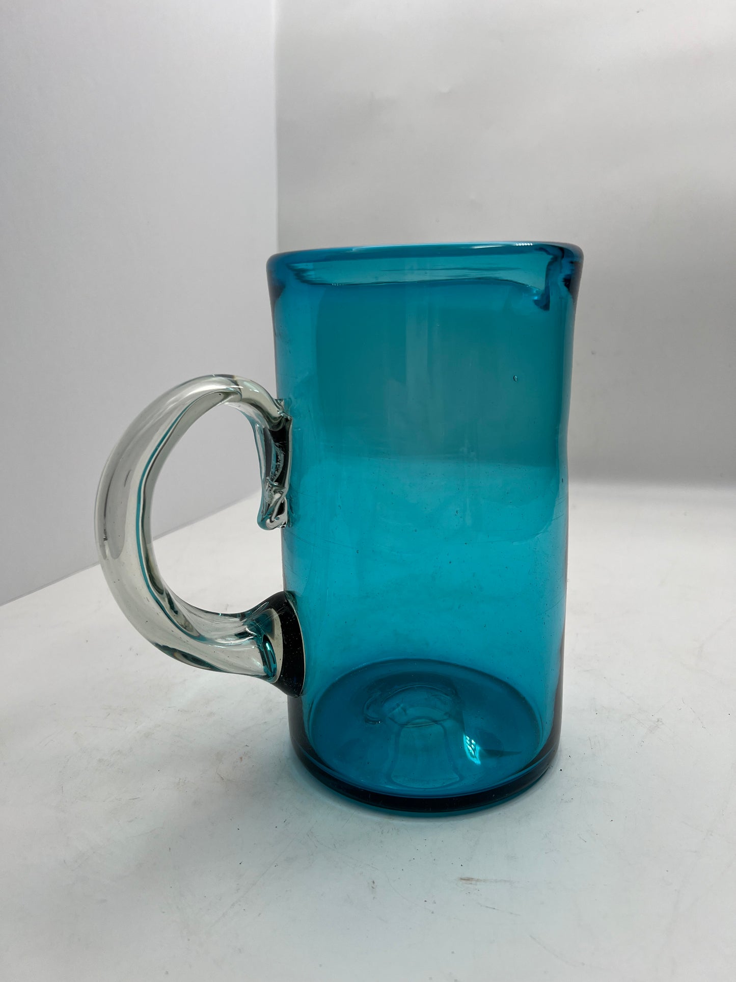 Blown Glass Blue Pitcher