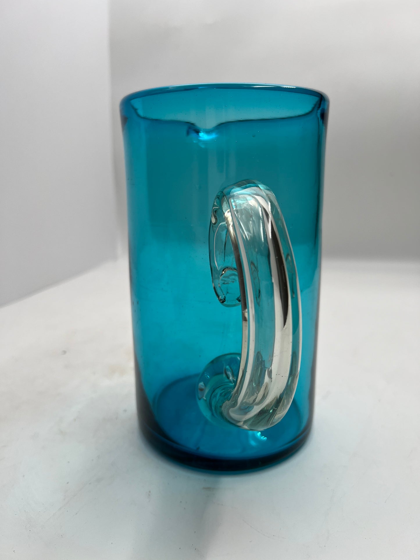 Blown Glass Blue Pitcher