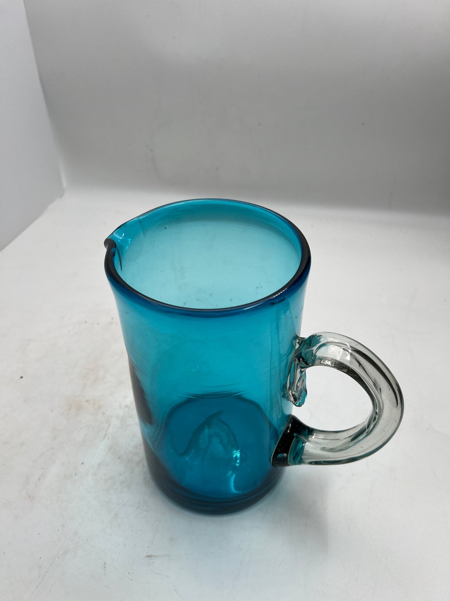 Blown Glass Blue Pitcher