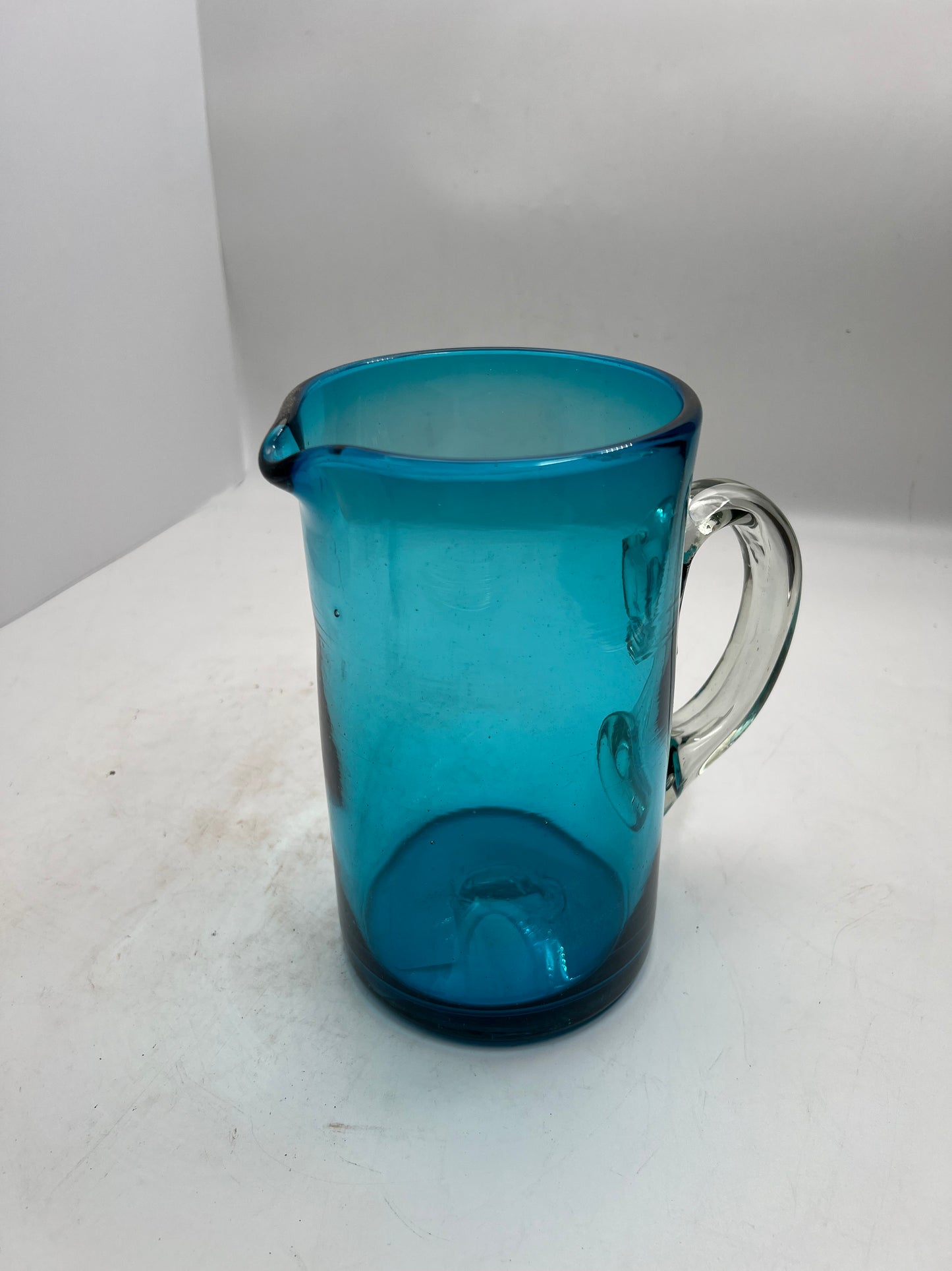 Blown Glass Blue Pitcher