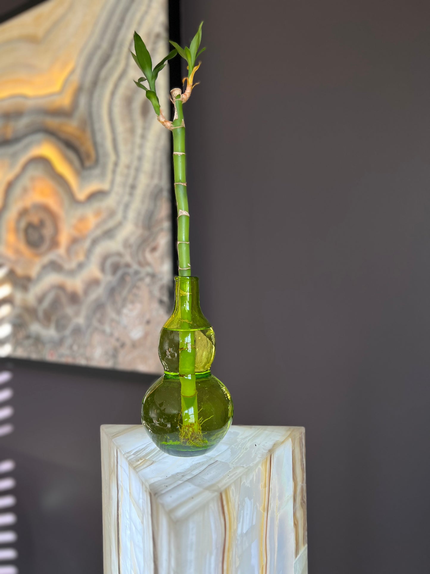 Blown Glass Green Flower Vase