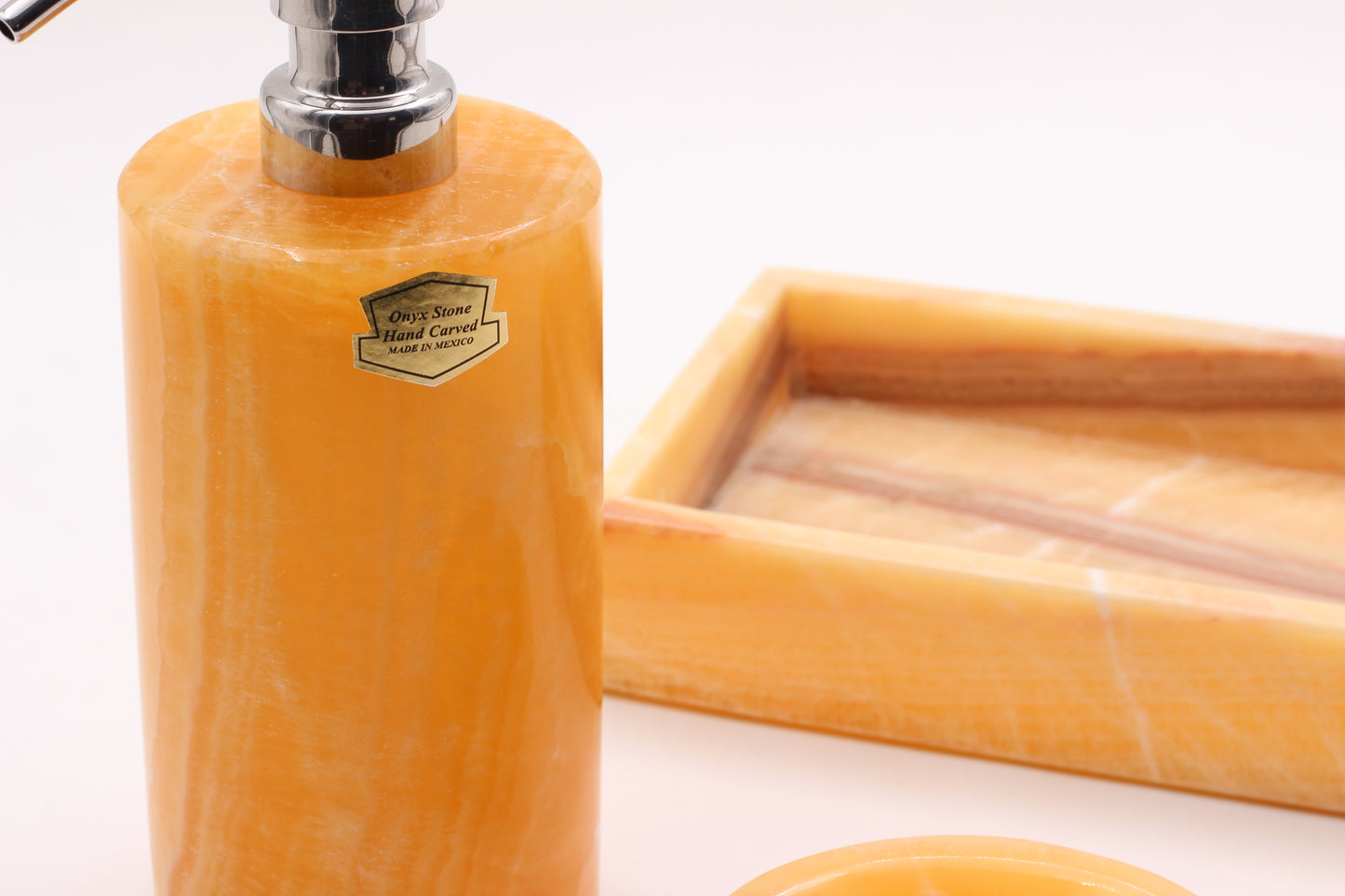 Honey Onyx Bathroom Accessory Set – 3 Piece Handcrafted Set