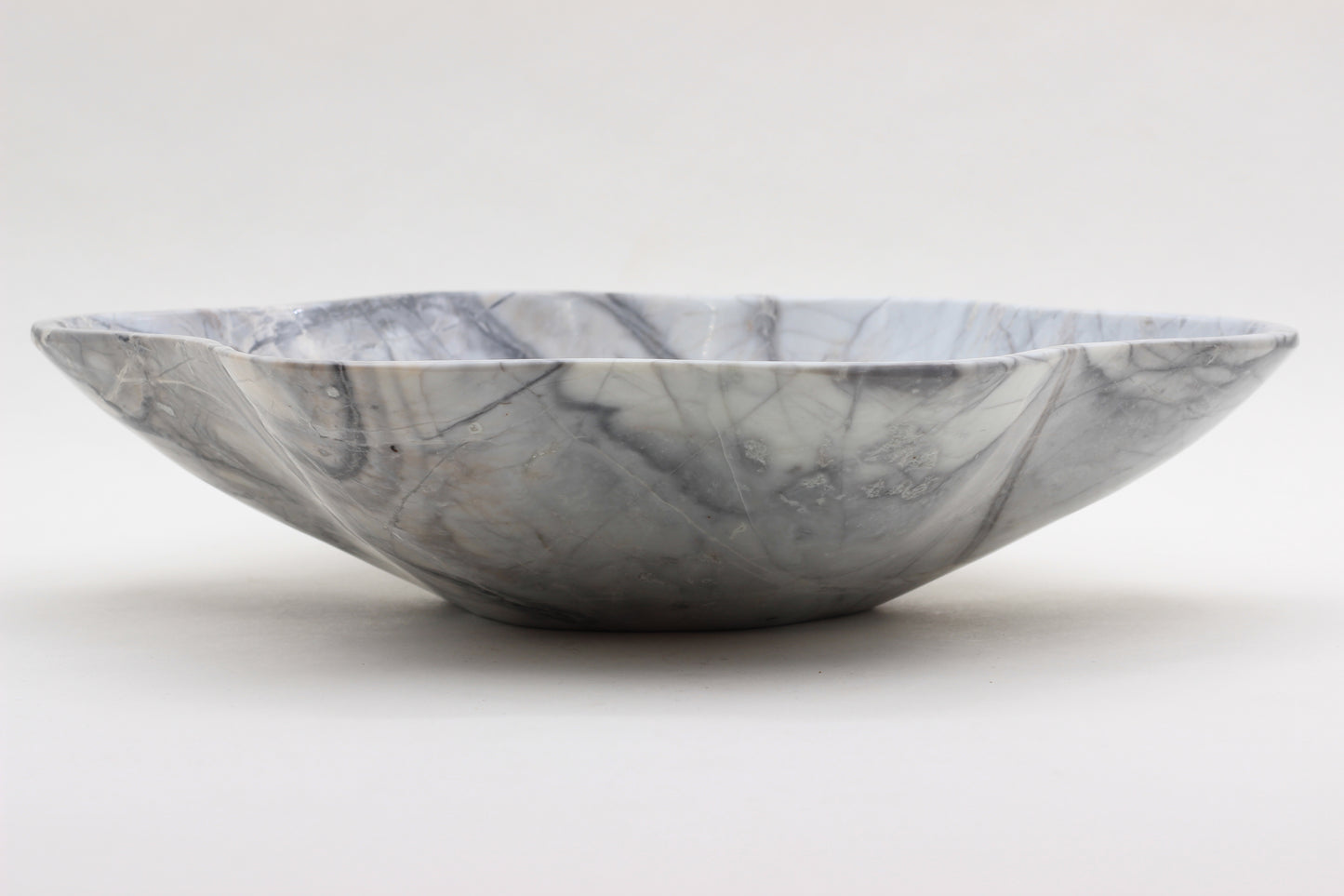 Grey Marble Centerpiece Bowl – 12" x 10" Handcrafted Decorative Accent