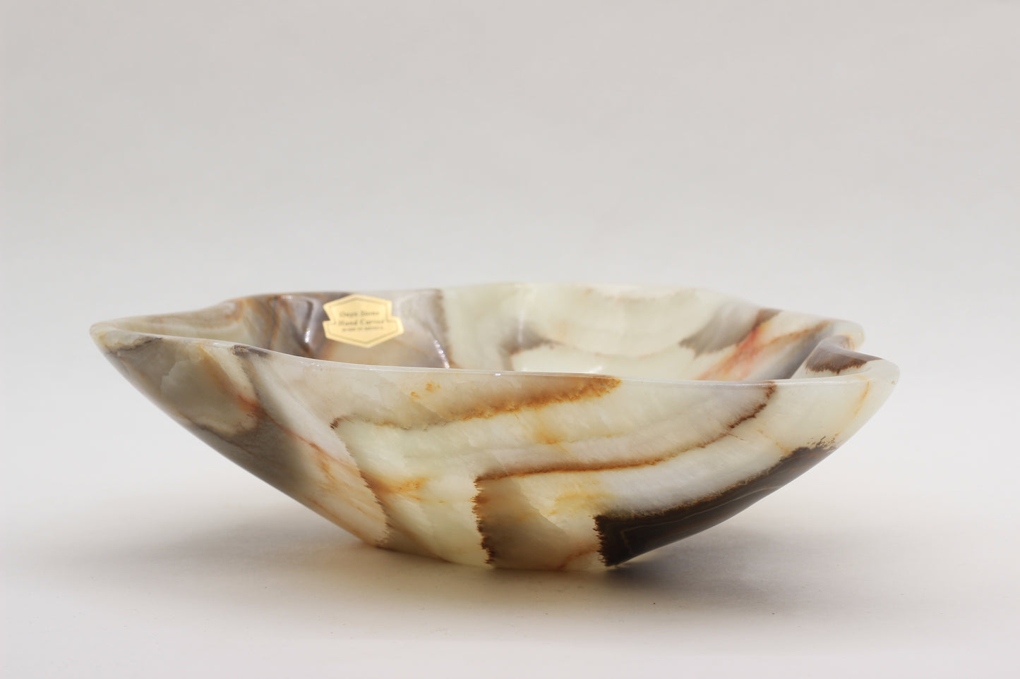 Green Onyx Accent Centerpiece Bowl – 10" x 8" Handcrafted Decorative Piece