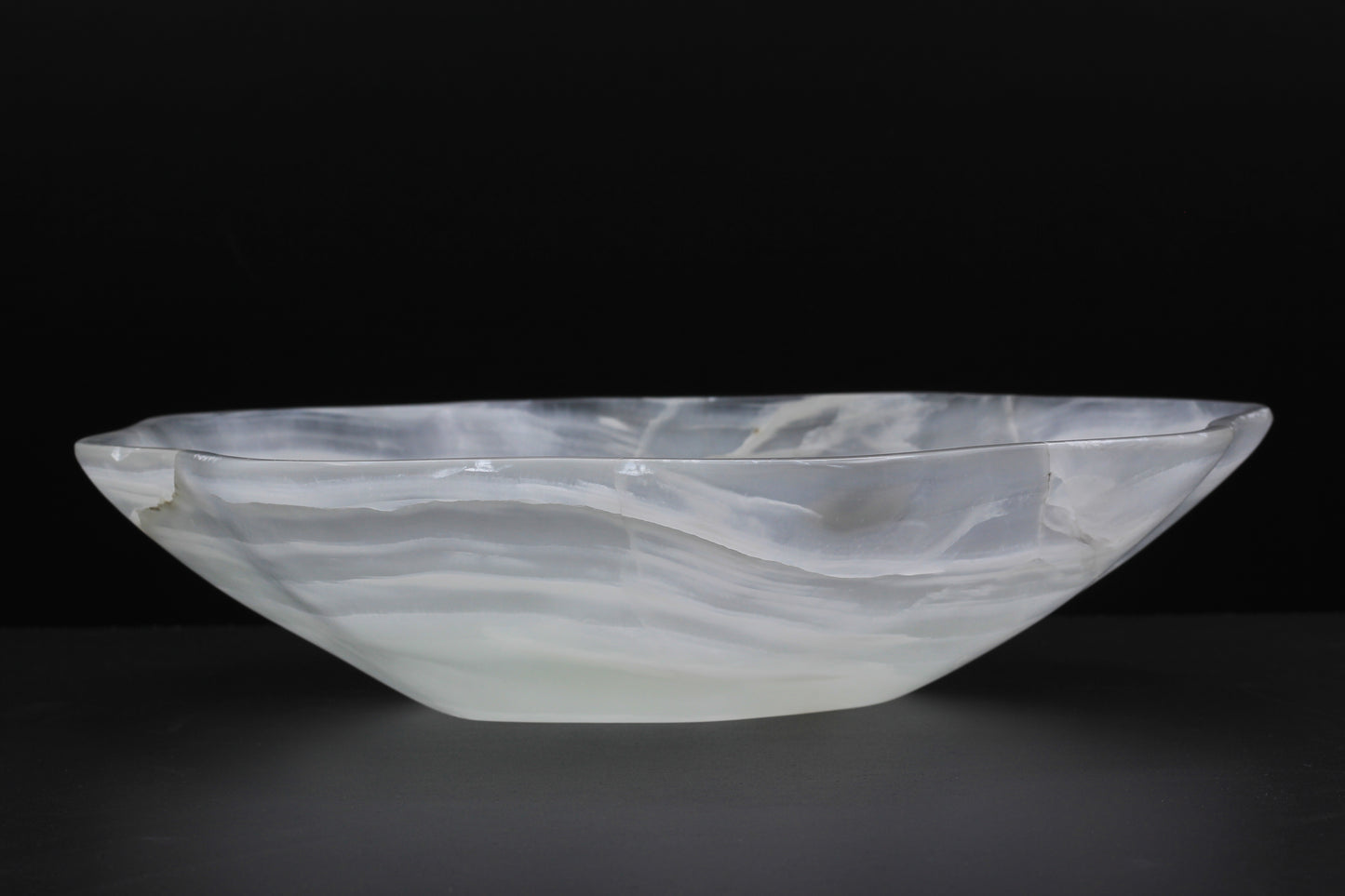 White Translucent Onyx Centerpiece – 12" x 10" Handcrafted Accent Piece