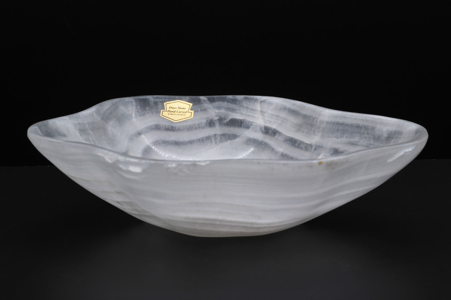 White Translucent Onyx Centerpiece Bowl – 9" x 10" Handcrafted Accent Piece