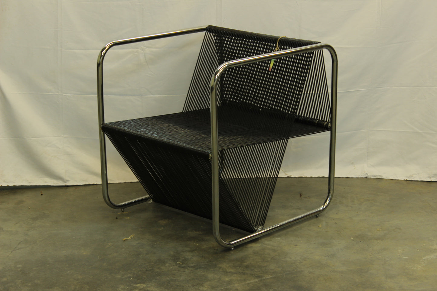 Black Cube Acapulco Chair w/ Silver Frame