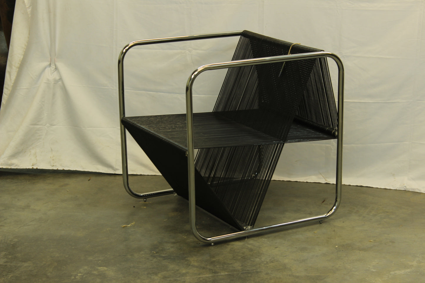 Black Cube Acapulco Chair w/ Silver Frame