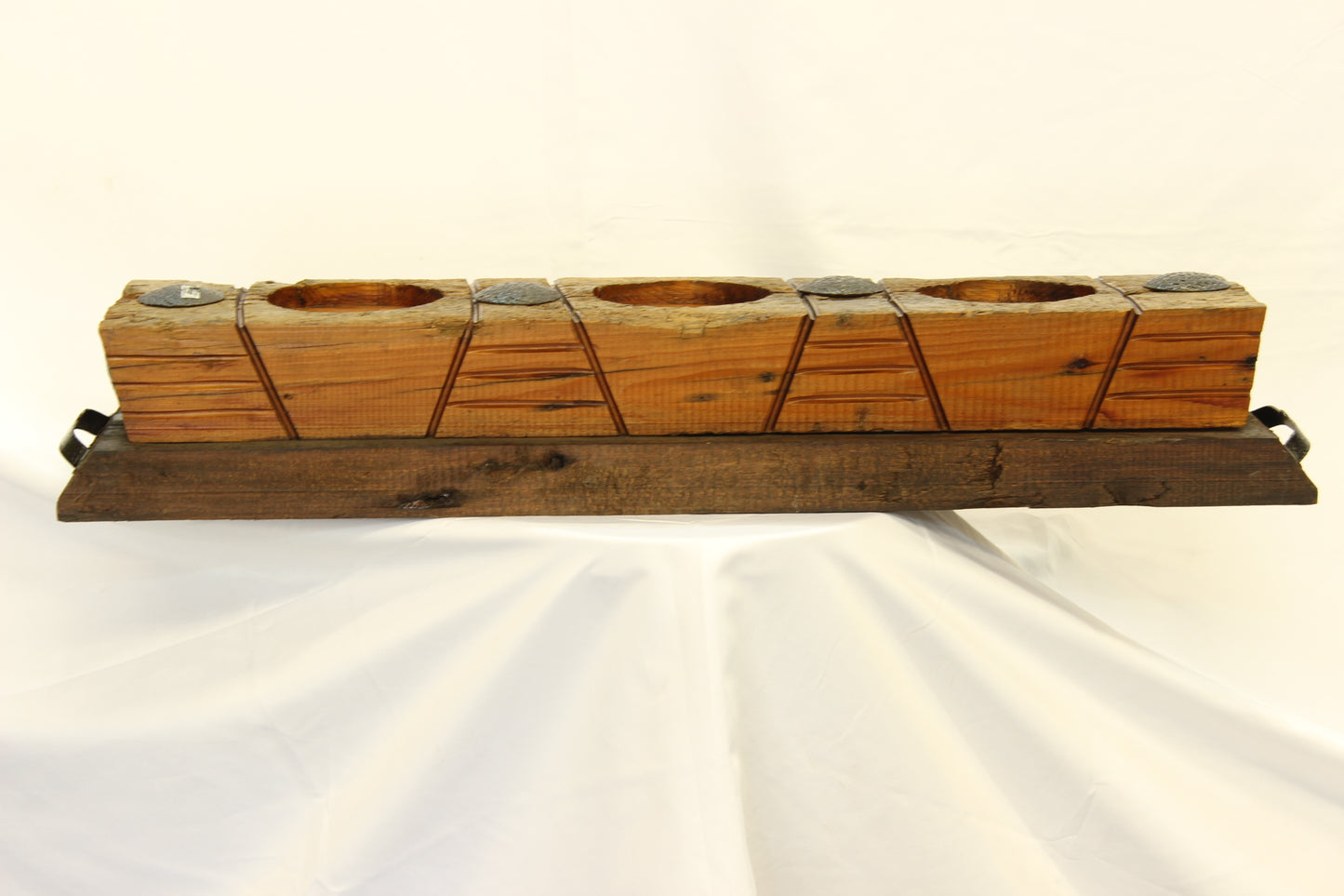 Handmade Parota Wood Candle Holder- Mexican Rustic