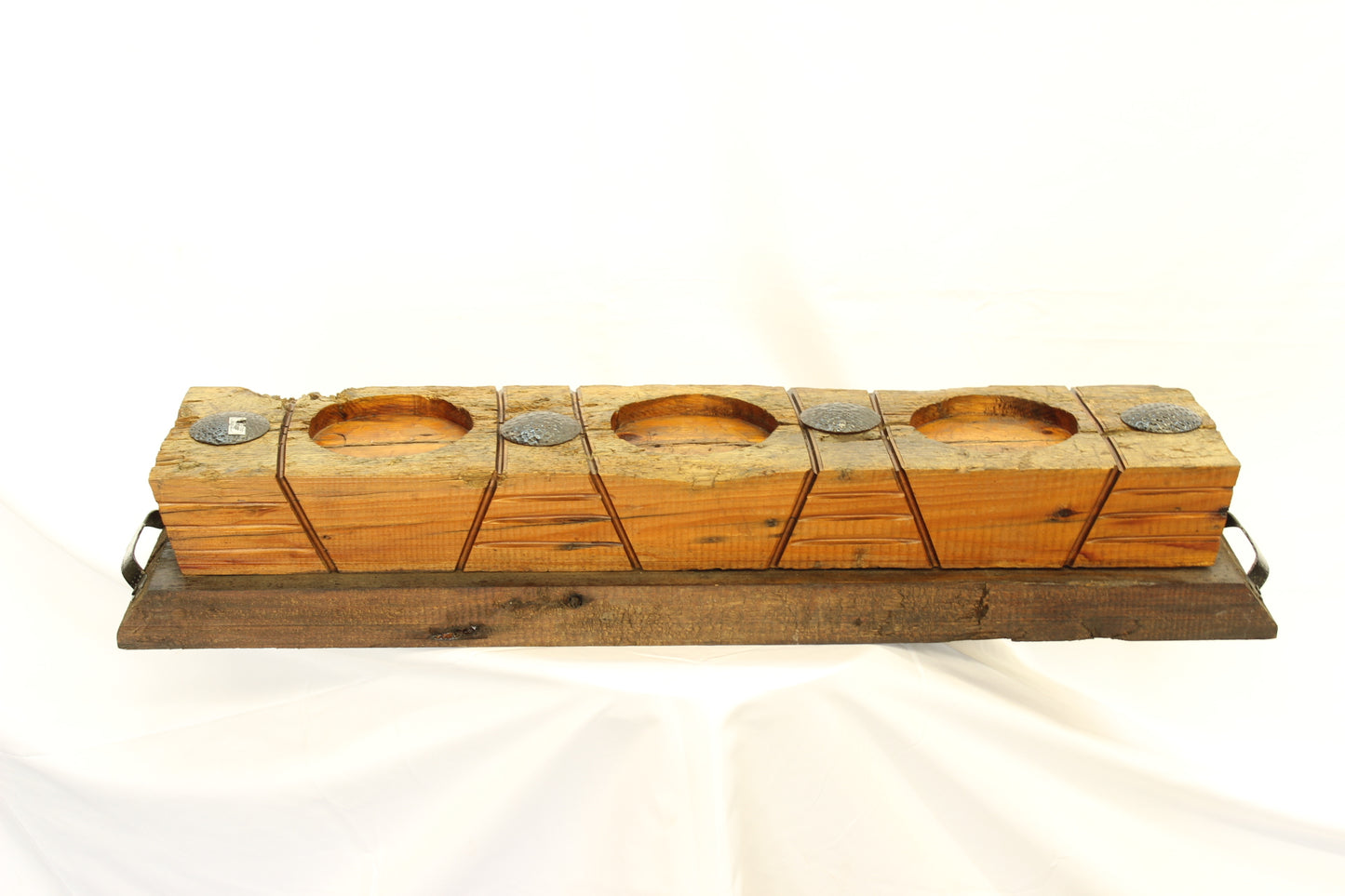 Handmade Parota Wood Candle Holder- Mexican Rustic