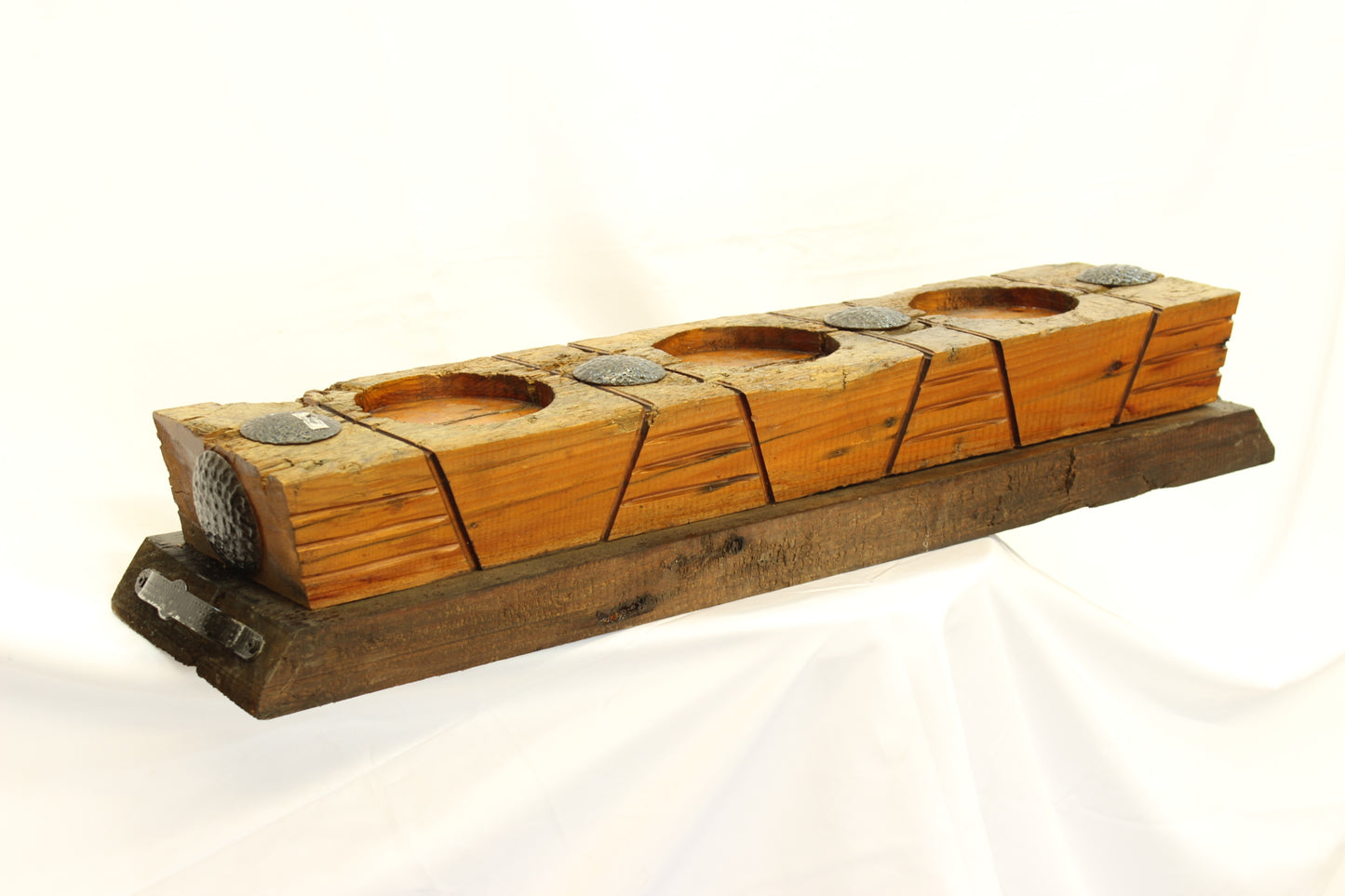 Handmade Parota Wood Candle Holder- Mexican Rustic