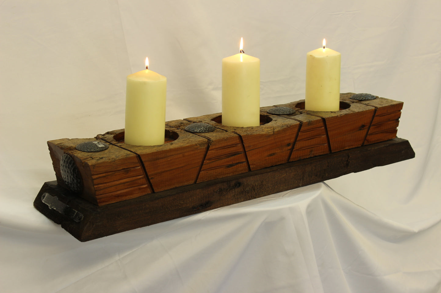 Handmade Parota Wood Candle Holder- Mexican Rustic