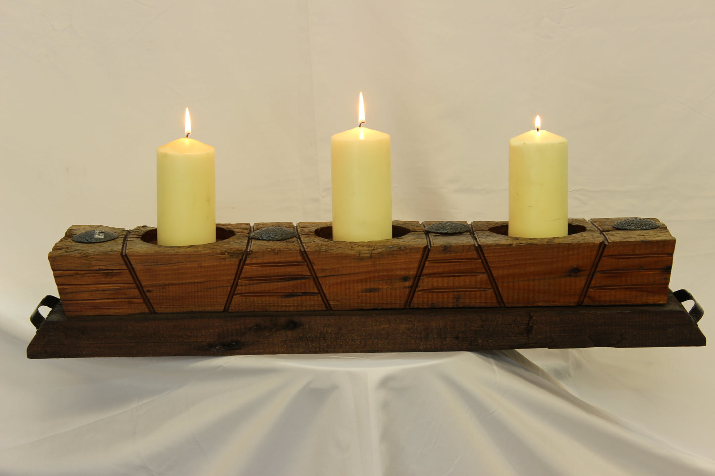 Handmade Parota Wood Candle Holder- Mexican Rustic