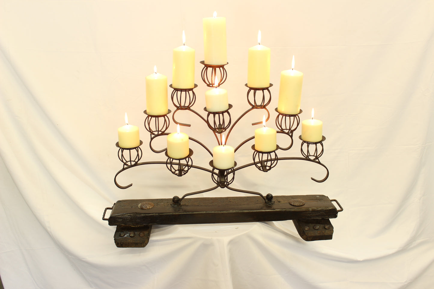 35" Iron & Wood Mexican Rustic Candelabra