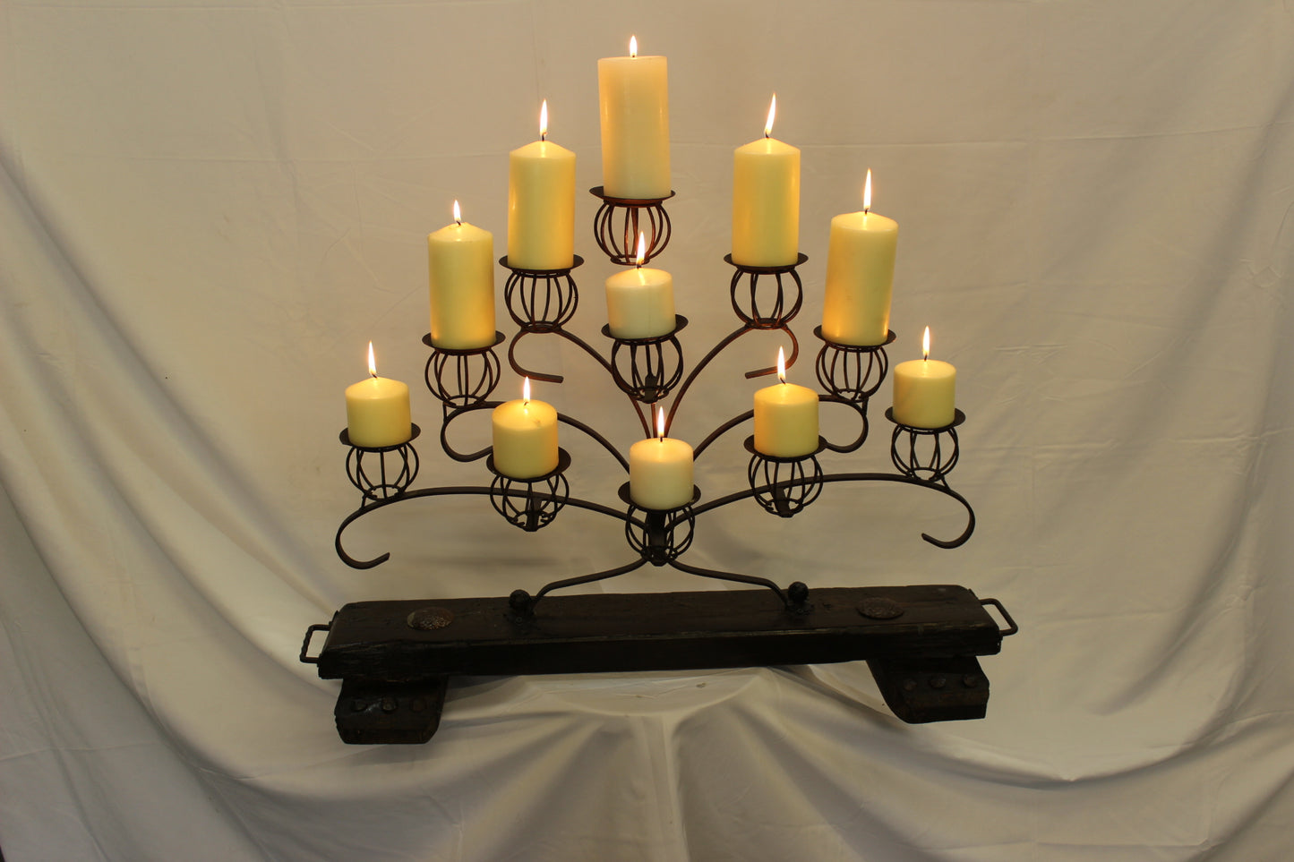 35" Iron & Wood Mexican Rustic Candelabra