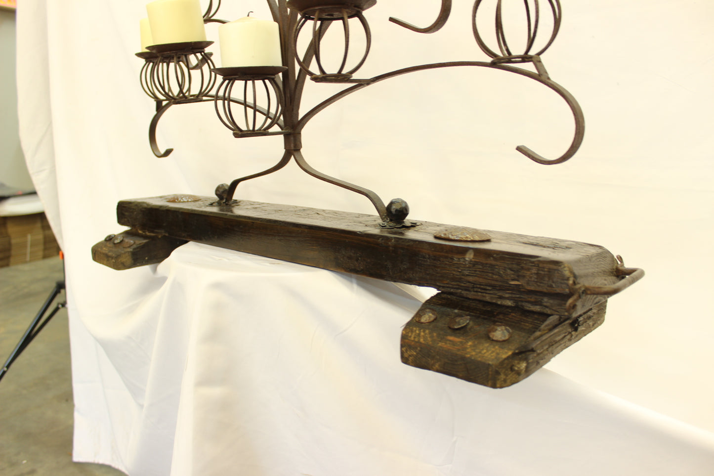 35" Iron & Wood Mexican Rustic Candelabra