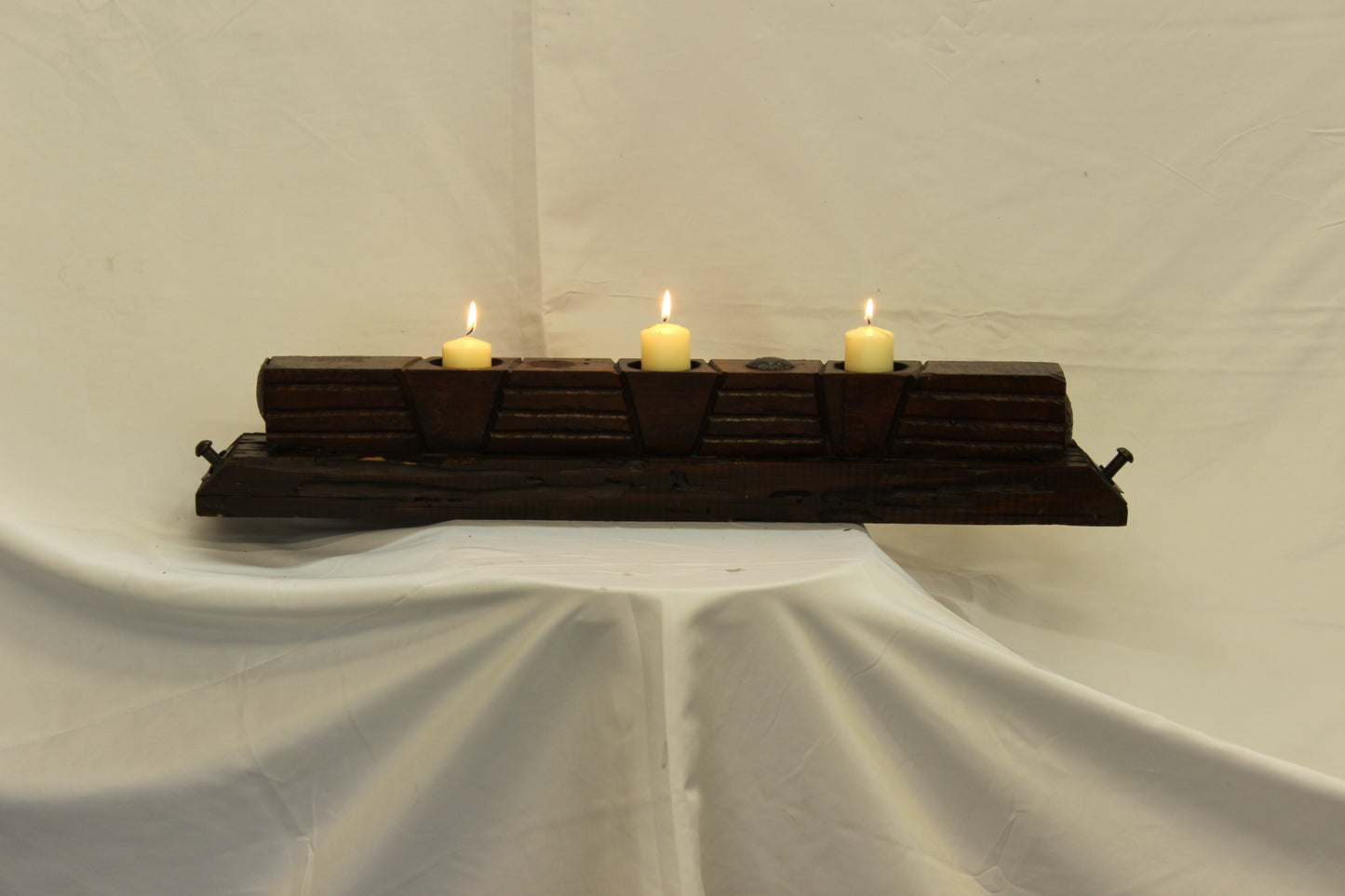 Handmade Parota Wood Candle Holder- Mexican Rustic