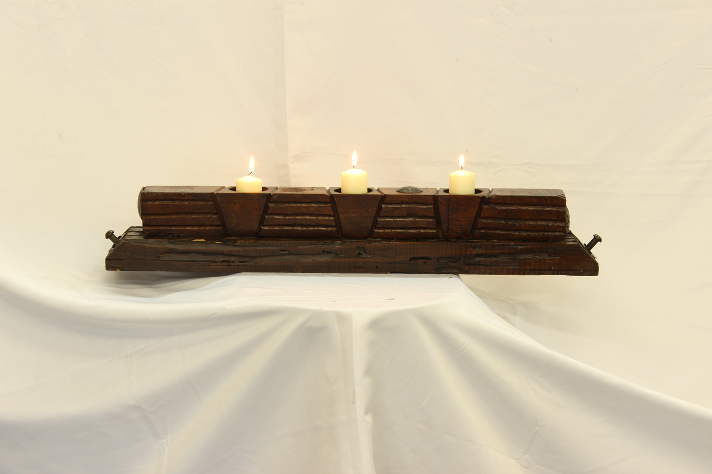 Handmade Parota Wood Candle Holder- Mexican Rustic