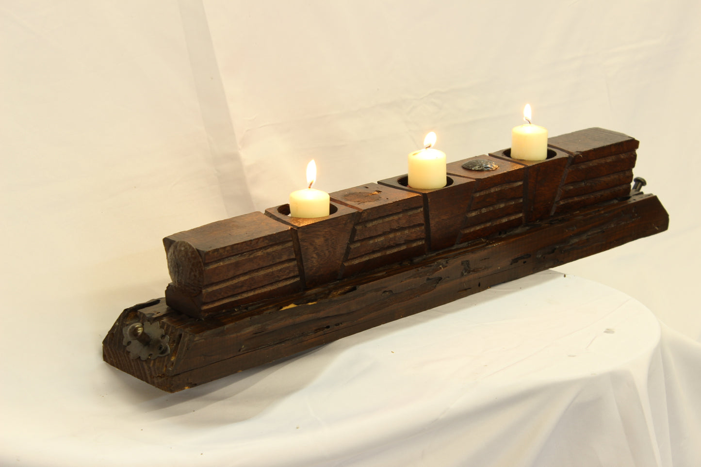 Handmade Parota Wood Candle Holder- Mexican Rustic