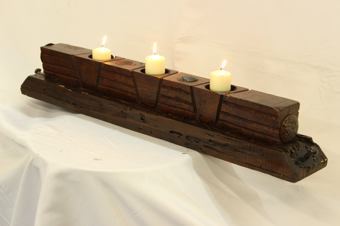 Handmade Parota Wood Candle Holder- Mexican Rustic