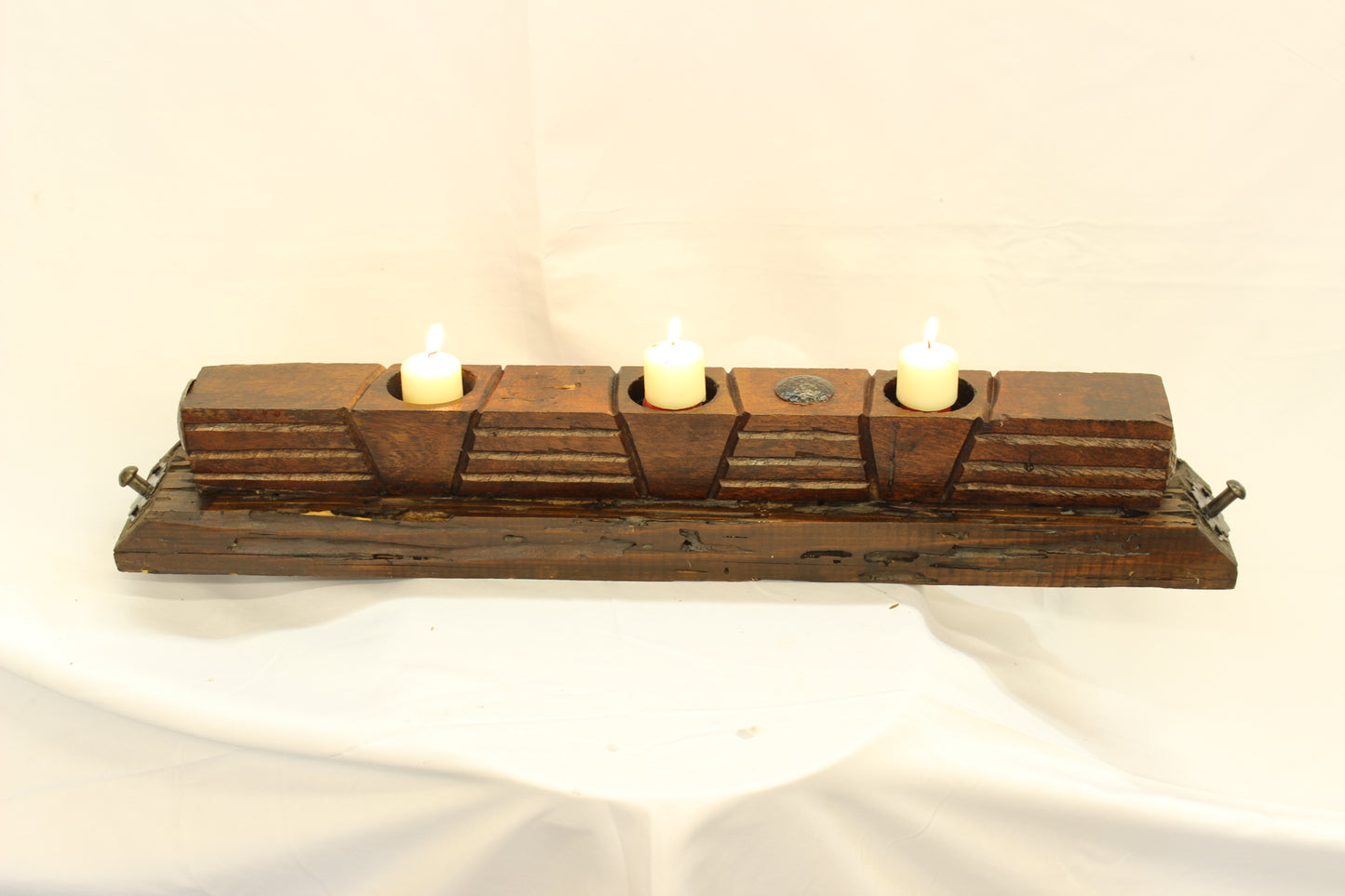 Handmade Parota Wood Candle Holder- Mexican Rustic