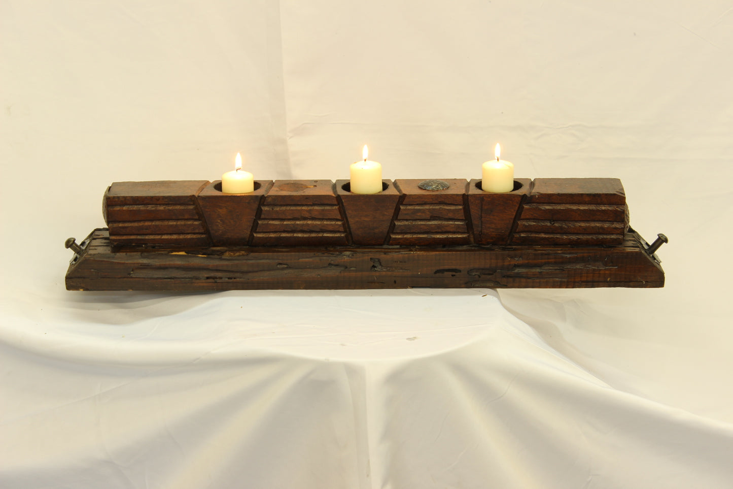 Handmade Parota Wood Candle Holder- Mexican Rustic