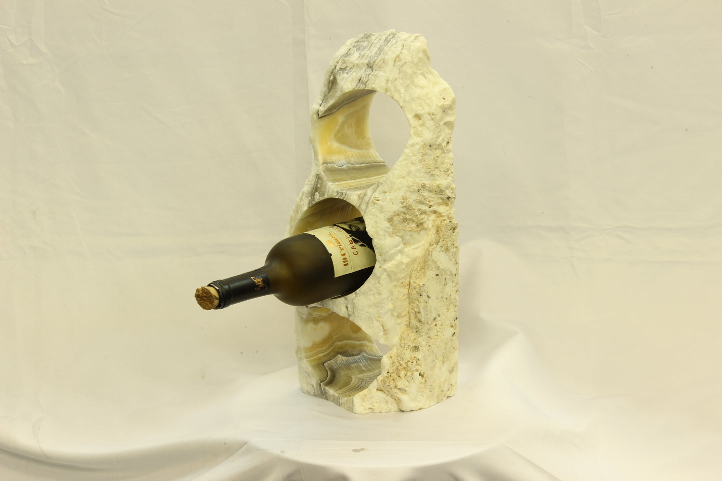 Brown & White Onyx Stone Wine Holder