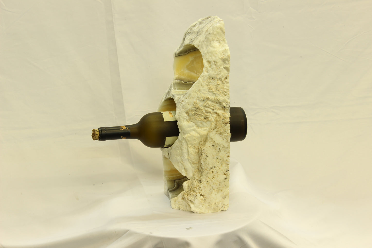 Brown & White Onyx Stone Wine Holder