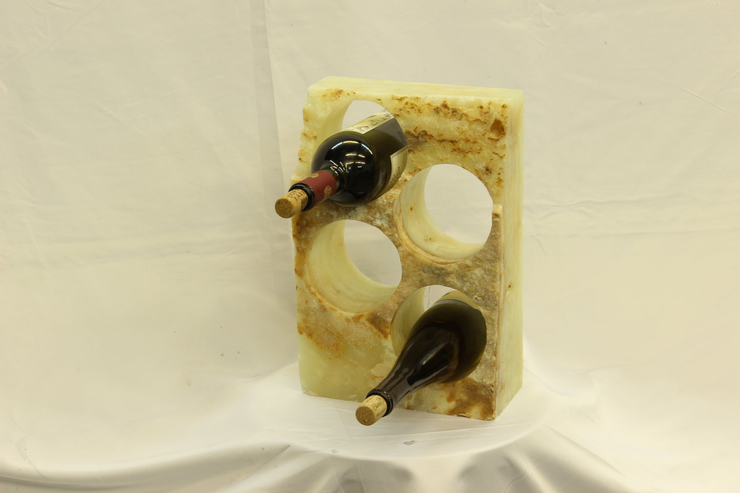 Beige & Orange Onyx Stone Wine Holder