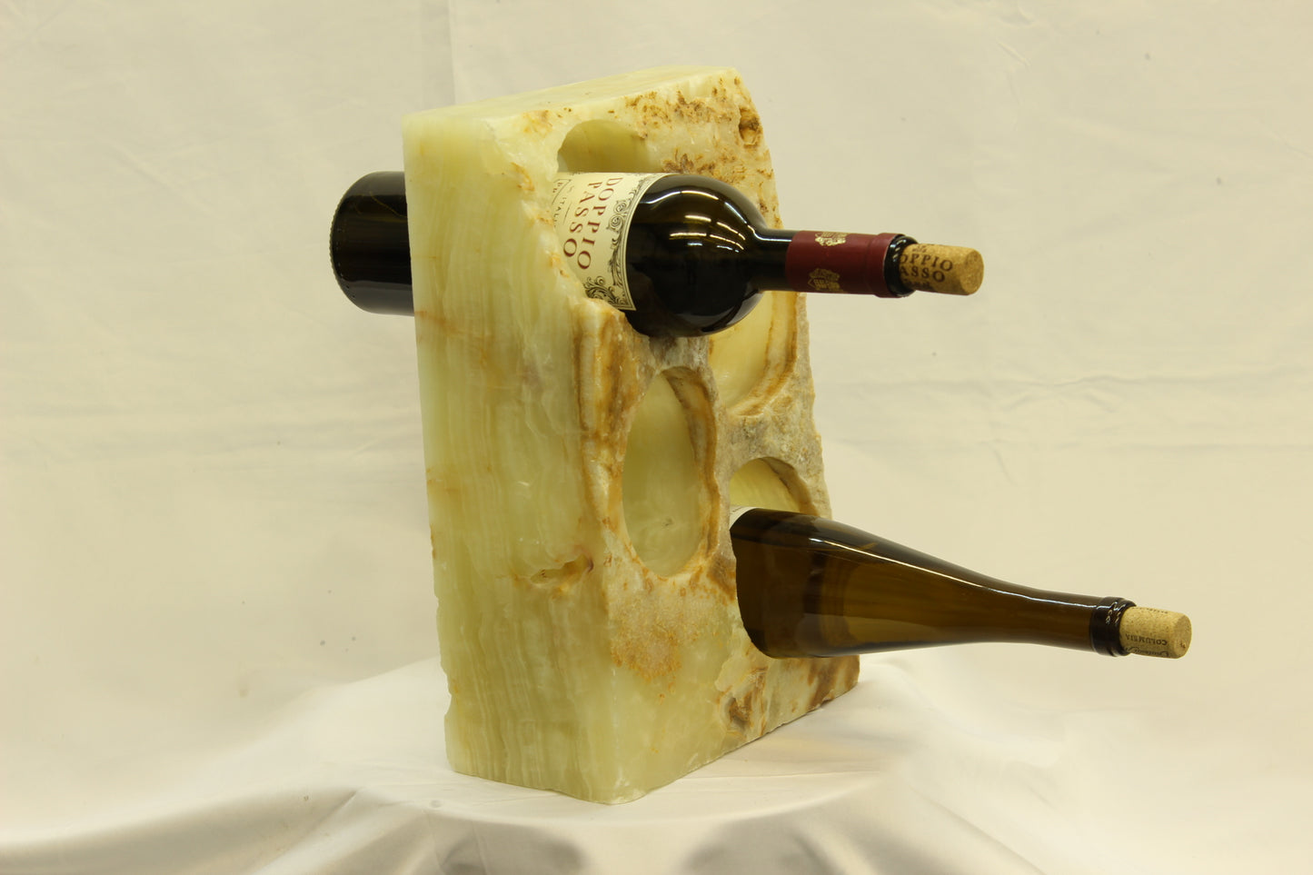 Beige & Orange Onyx Stone Wine Holder